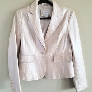 Pearl Cream Leather Jacket Blazer Worthington M